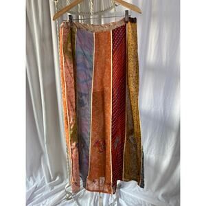 Made in Nepal Skirt Silk Boho Hippie Patchwork Colorful Size Small/Medium